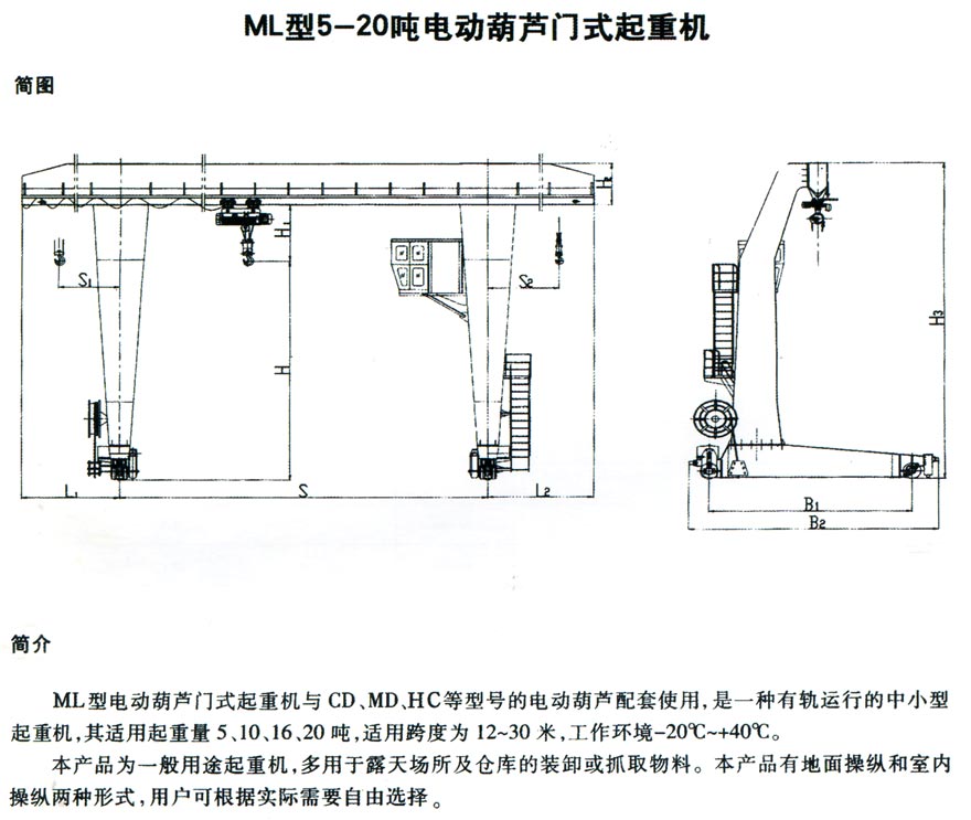 ML型電動葫蘆門式起重機